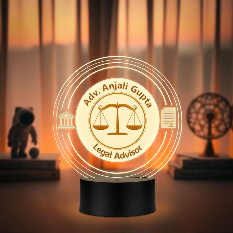 Personalized Advocate LED Lamp, Custom Name Acrylic Light with Warm White Light Advocate Office Decorative Desk Lamp with Black Base GIF for Lawyer & Advocate